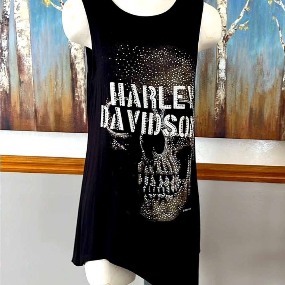 NWT Harley-Davidson Deface Rhinestone Skull Asymmetrical Tank Top